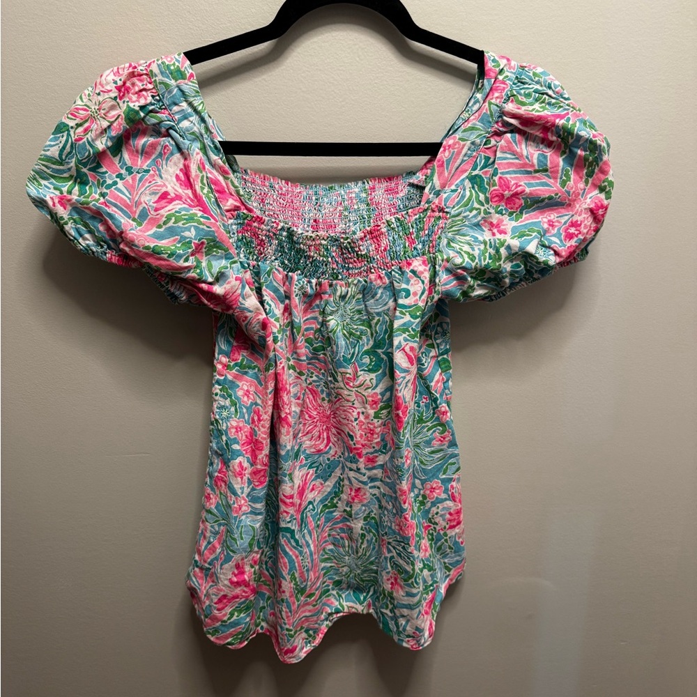 Lilly Pulitzer Floral Short-sleeve Blouse